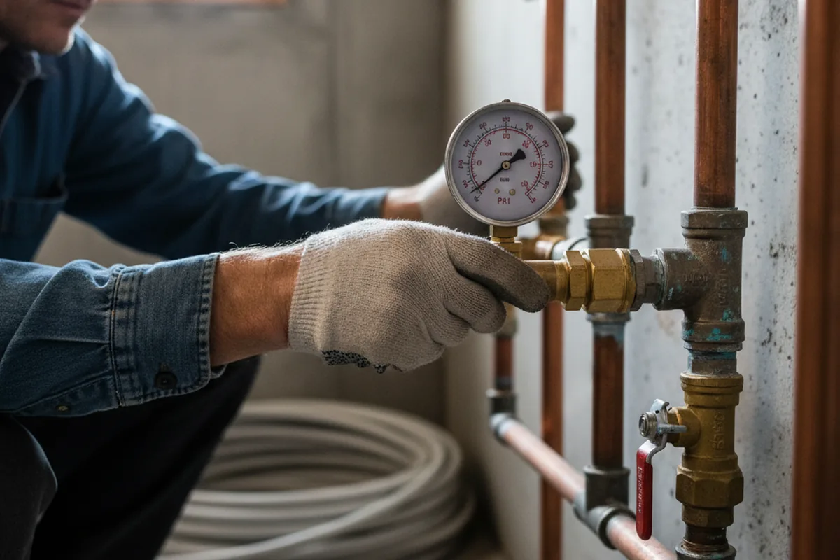 Pressure testing a repaired line during Water Line Repair in Pine City